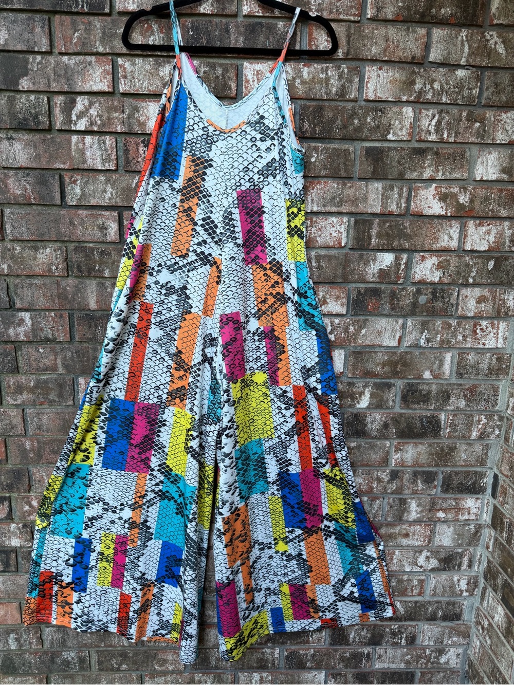 Colorful Snakeskin Print Wide-Leg Jumpsuit